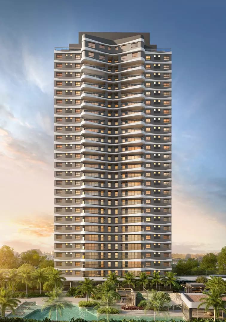 Perspectiva ilustrada da Fachada – Torre 3