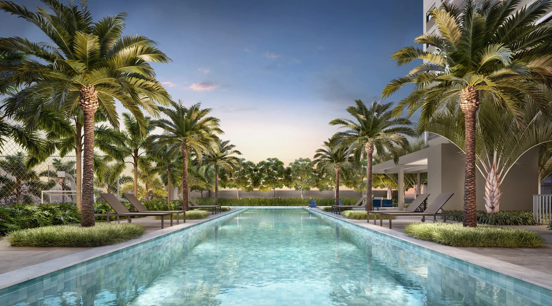 Perspectiva ilustrada da piscina com raia de 25m