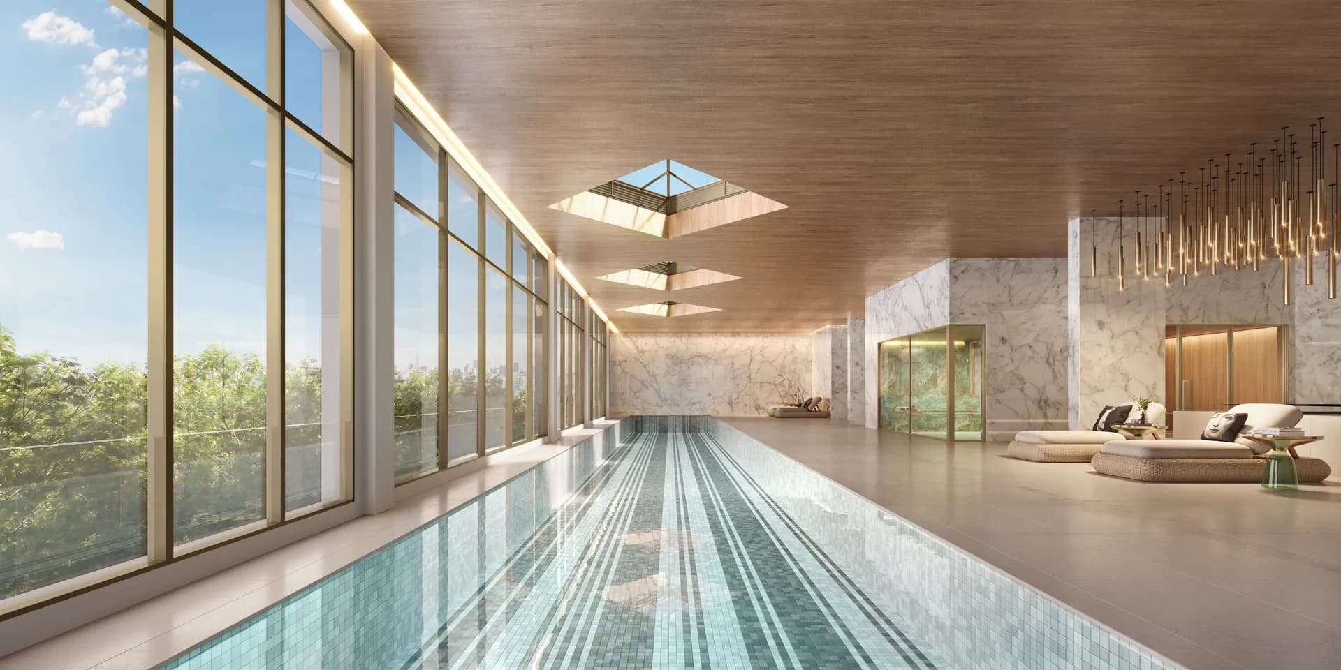 Perspectiva ilustrada indoor swimming pool