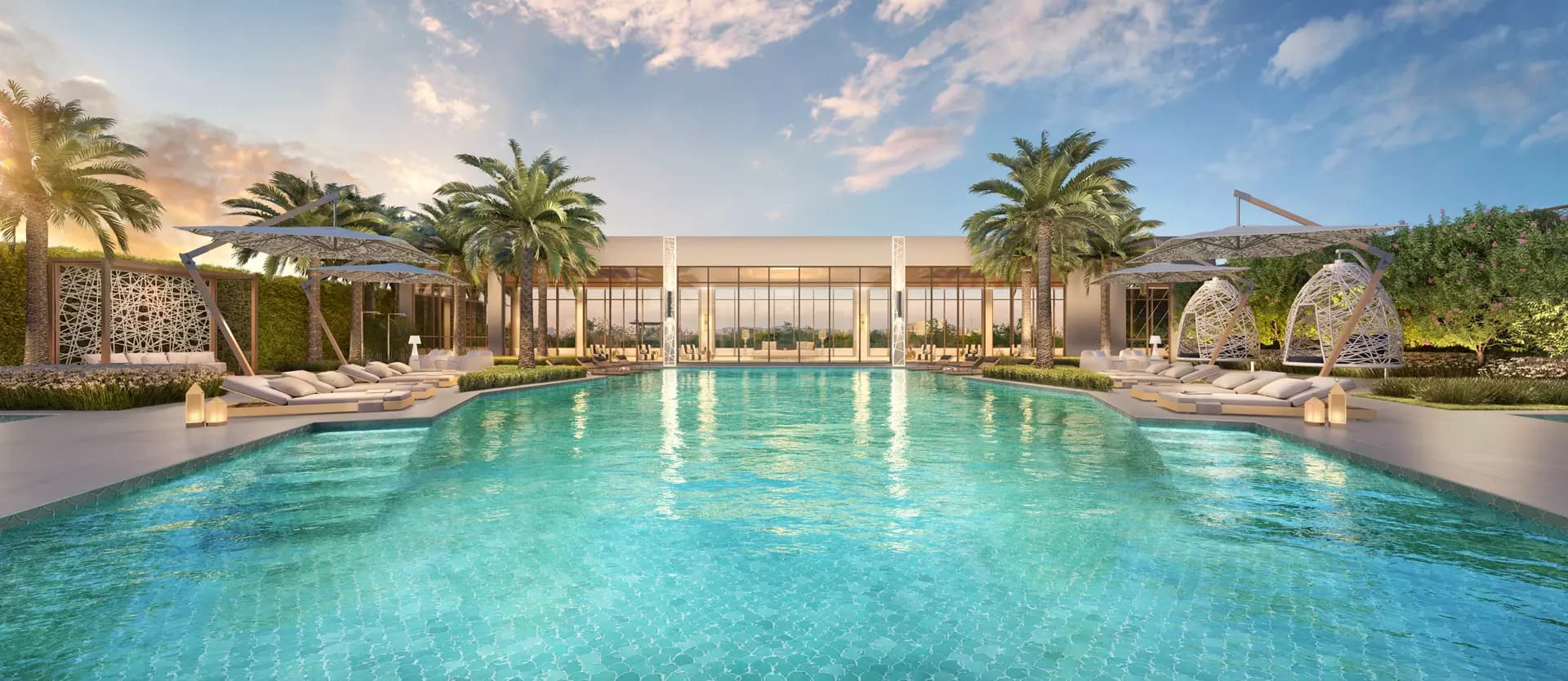 Perspectiva ilustrada outdoor swimming pool