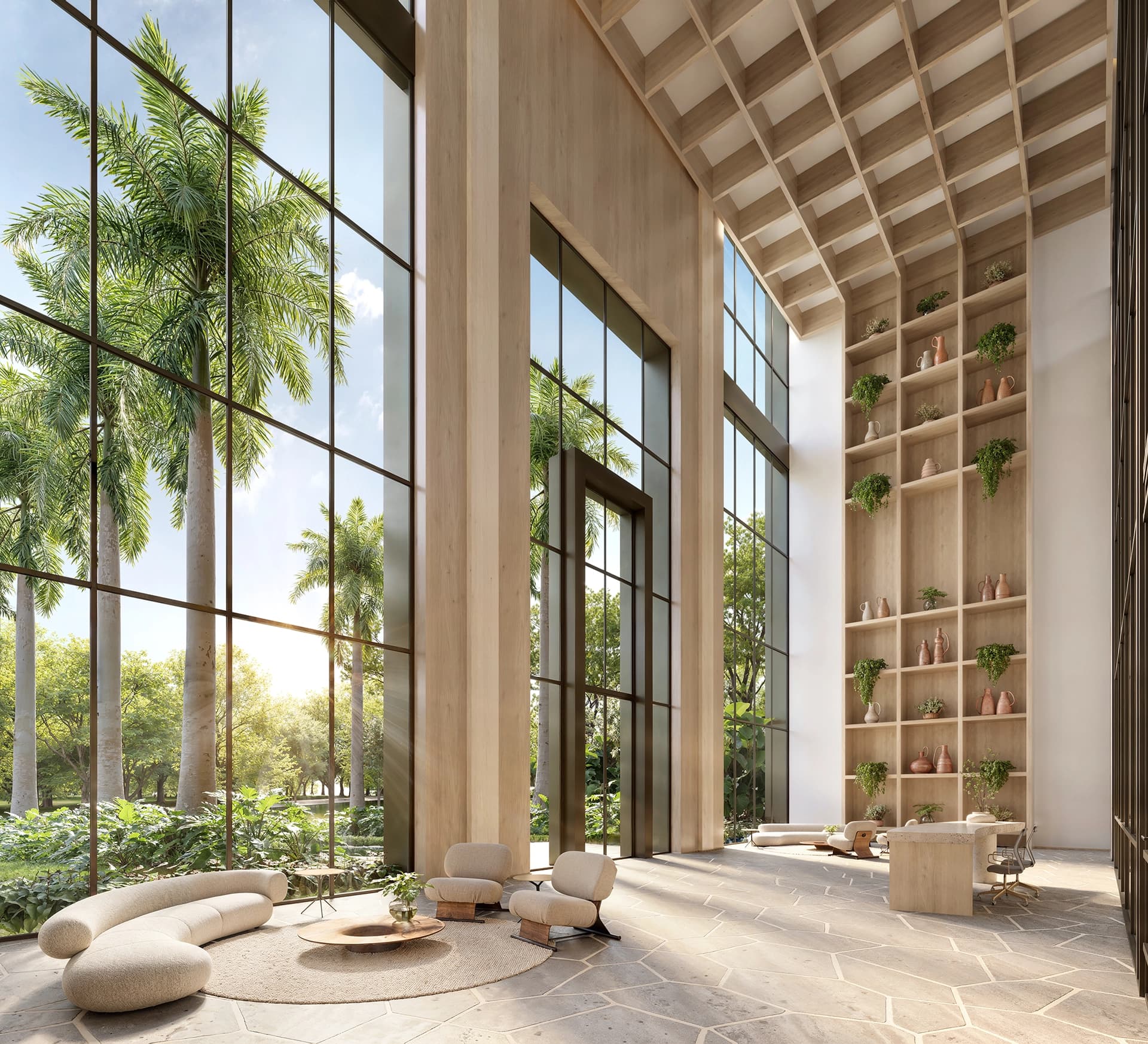 Perspectiva ilustrada do Transfer Lobby