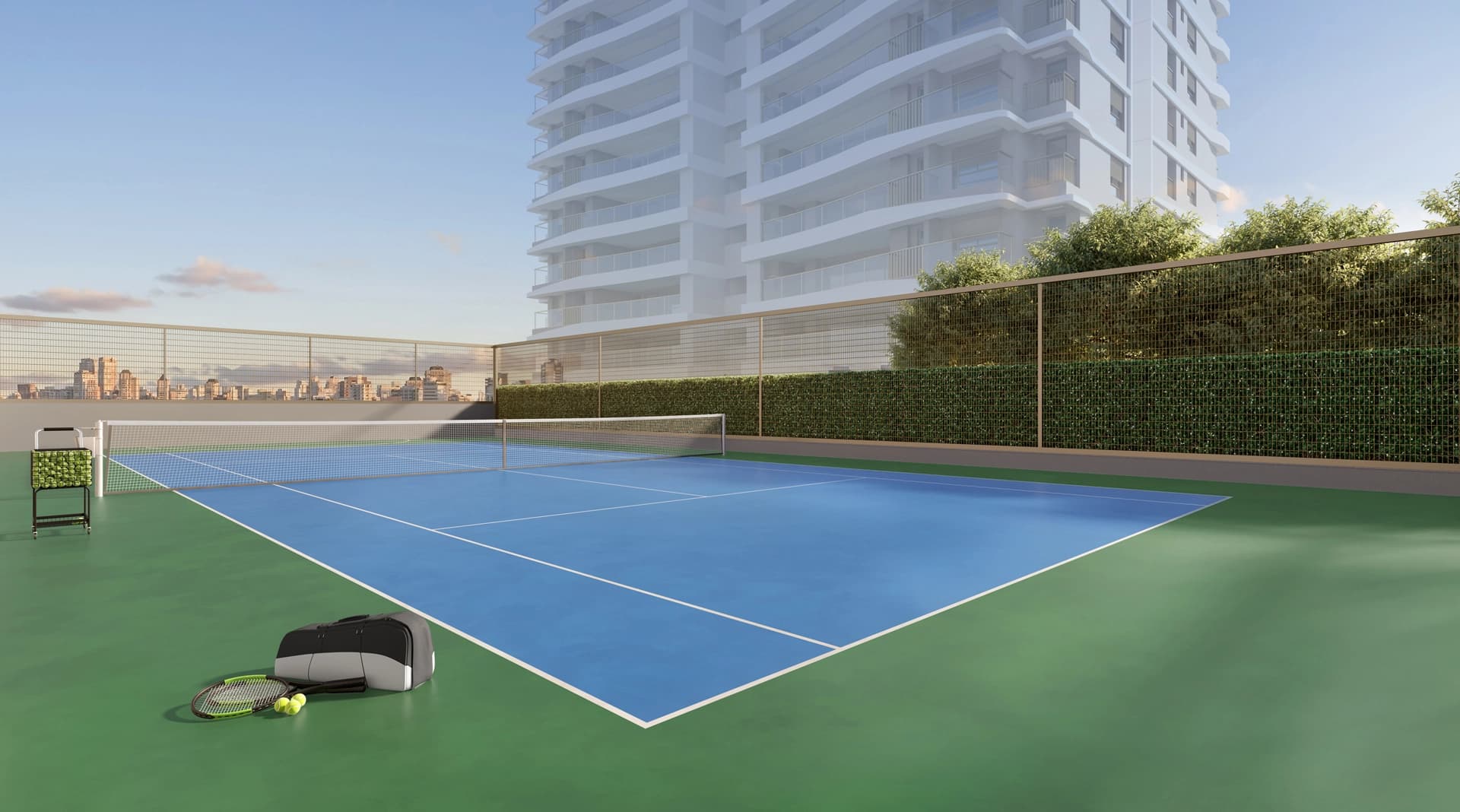 Perspectiva ilustrada da Quadra de Tênis