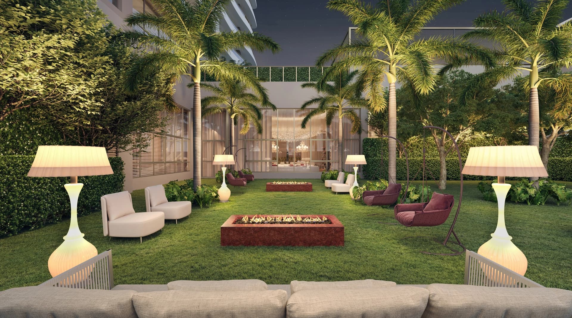 Perspectiva ilustrada do Lounge Externo