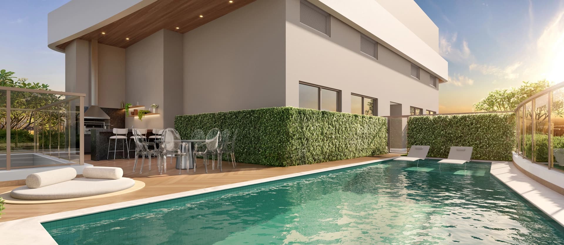 Perspectiva ilustrada do Private Pool House