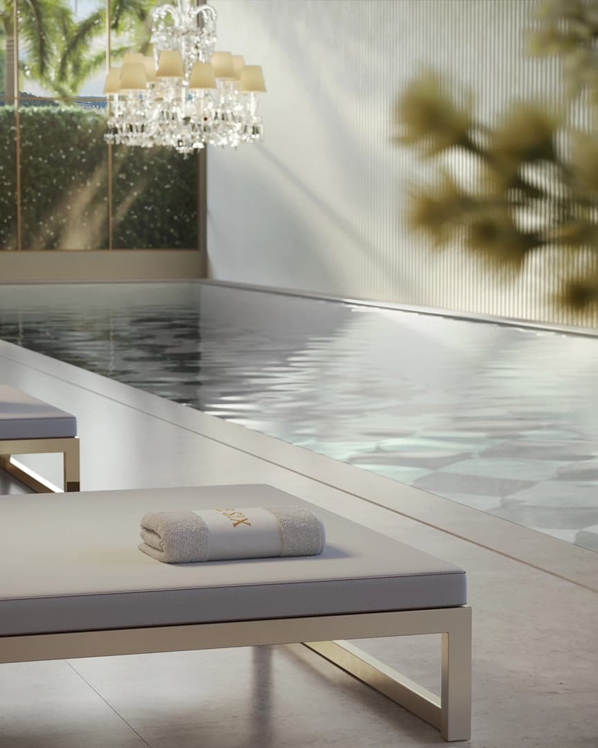 Perspectiva ilustrada do Detalhe da Piscina Coberta