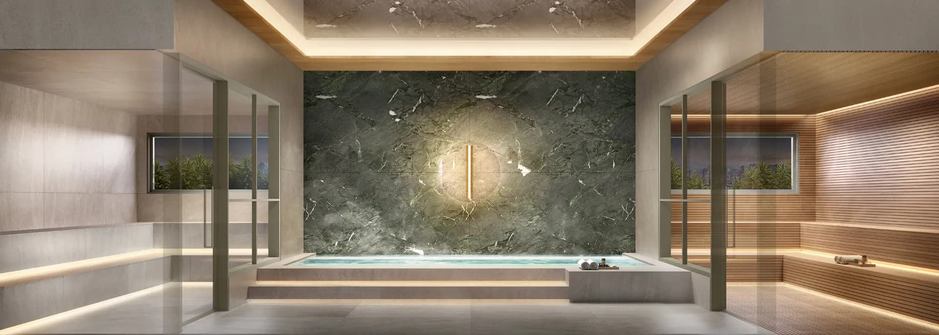 Perspectiva ilustrada do SPA e saunas seca e úmida