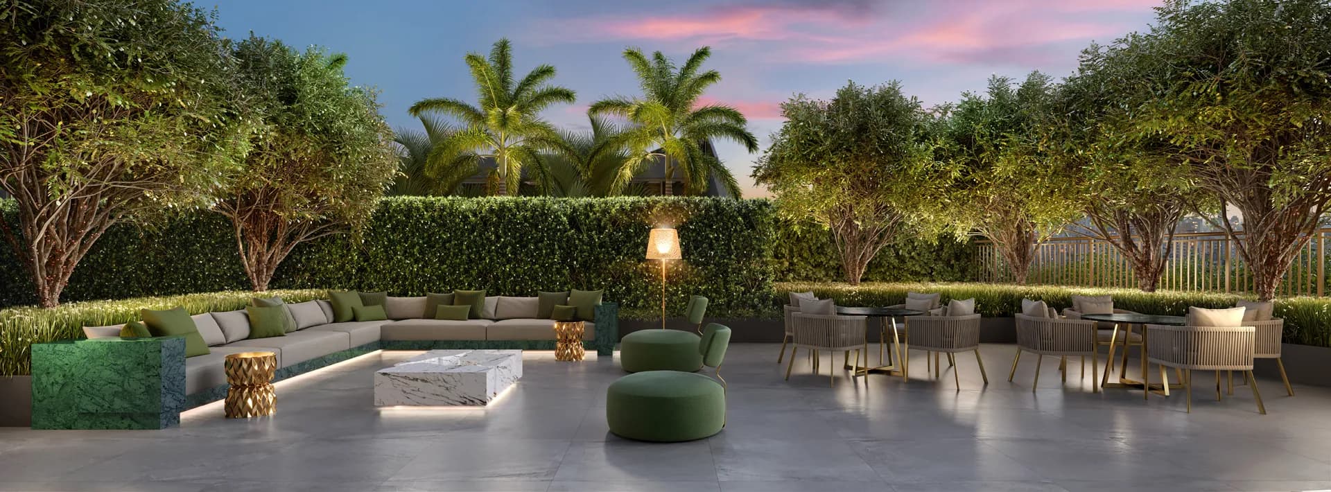 Perspectiva ilustrada da praça festas