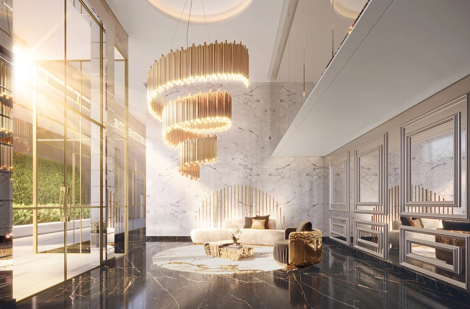 Perspectiva ilustrada do Lounge do Salao de Festas