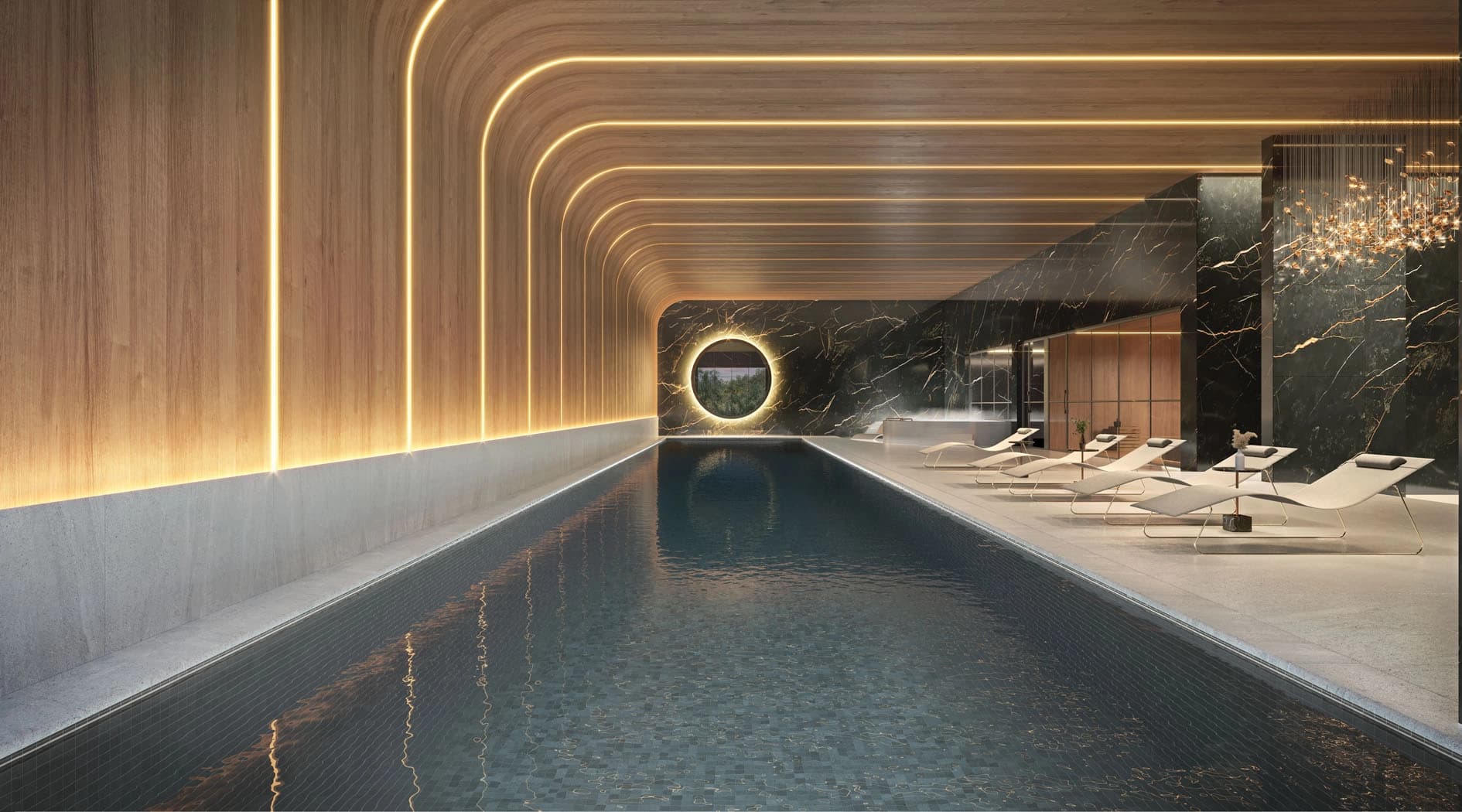 Perspectiva ilustrada da Piscina Coberta com Raia de 25m