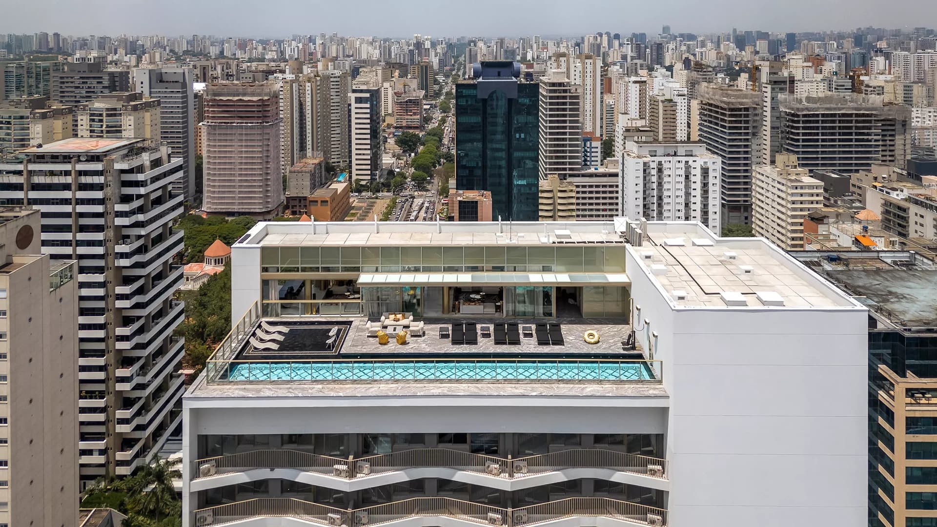 Foto aérea do Lazer no Rooftop