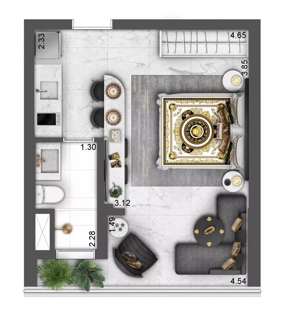 Planta 28 m² - studio